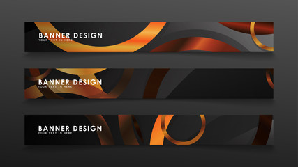 Set abstract vector banner backgrounds with wood color combination circles