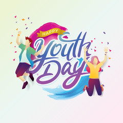 International Youth Day poster banner vector illustration