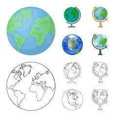 Vector illustration of globe and world sign. Collection of globe and earth stock vector illustration.