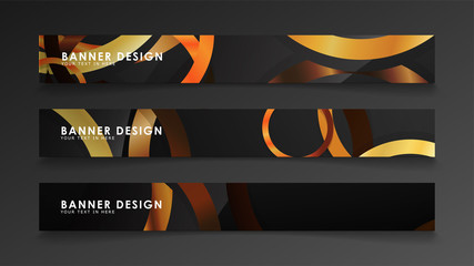 Set abstract vector banner backgrounds with wood color combination circles