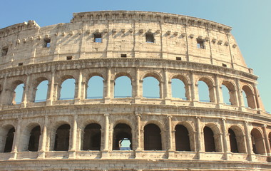 Naklejka premium Colosseum in Rome - Flavian Amphitheatre closeup, Italy, Europe.