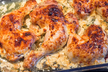 Oven roasted chicken legs garlic Mayonnaise Yogurt sause