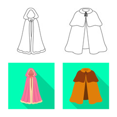 Isolated object of material and clothing logo. Set of material and garment vector icon for stock.