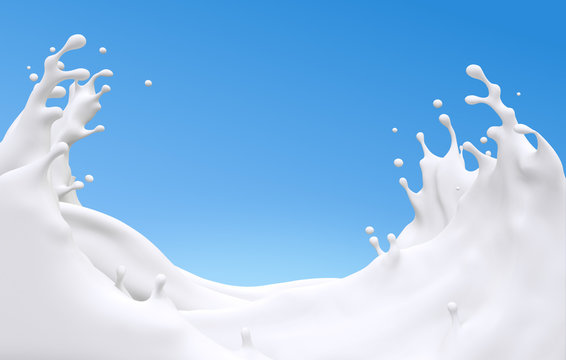 Milk wave and Splash,Isolated On blue background,With Clipping path