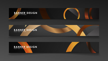 Set abstract vector banner backgrounds with wood color combination circles