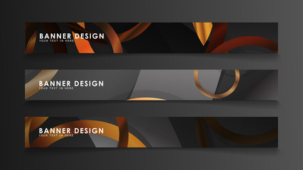 Set abstract vector banner backgrounds with wood color combination circles