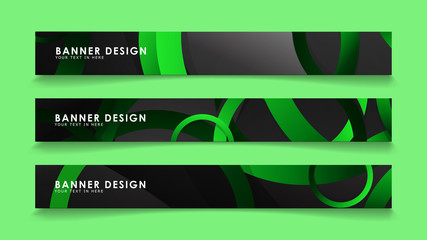 Obraz premium Set rectangular vector banners with background of dark green circles