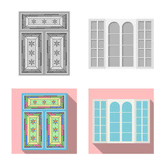 Vector illustration of door and front sign. Set of door and wooden stock symbol for web.