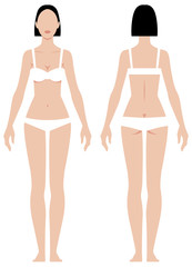 Female body in full length measurement parameters for clothes vector illustration