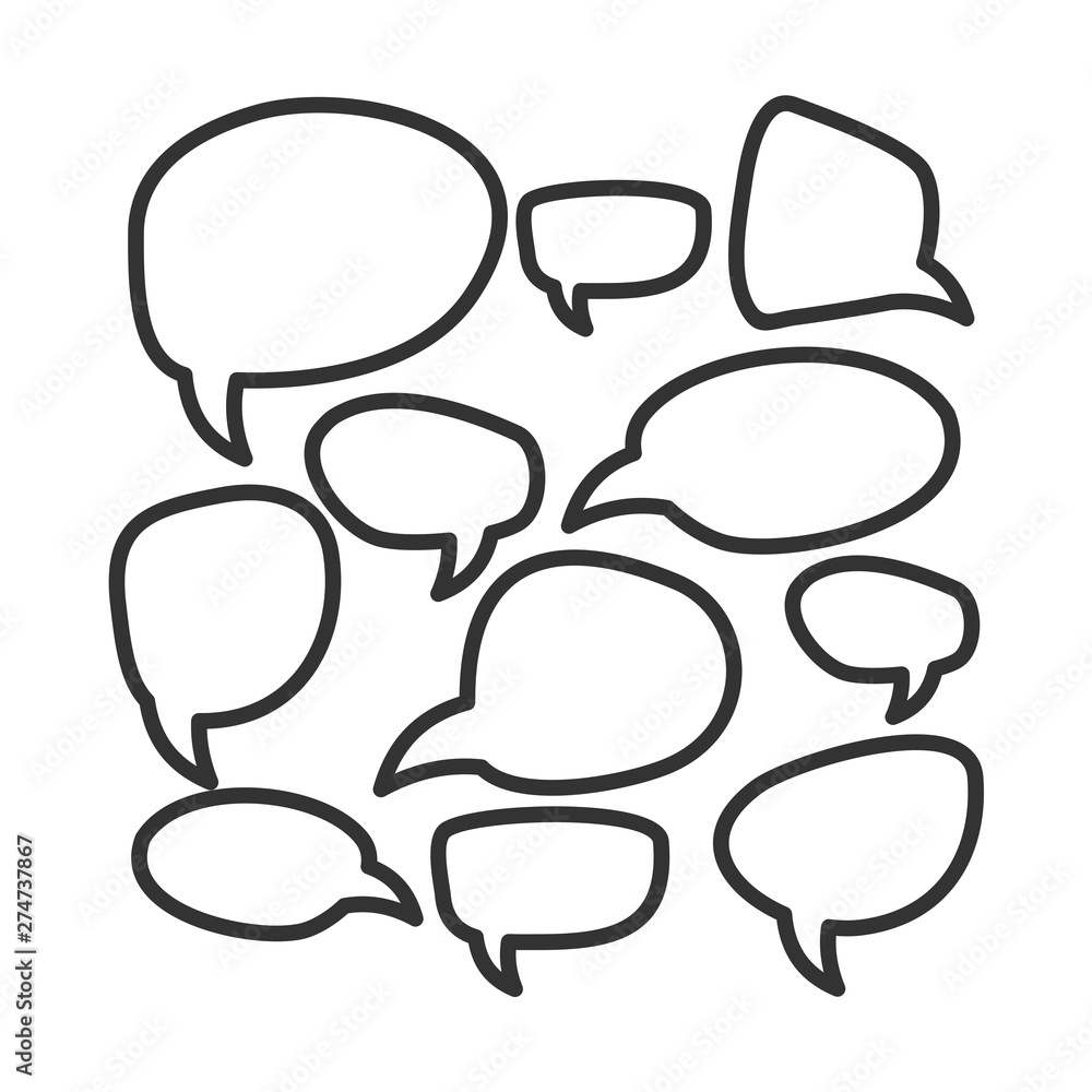 Aufkleber set of speech bubbles icon template black color editable. cartoon balloon word symbol flat vector si