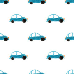 Seamless Pattern With Gouache Cars