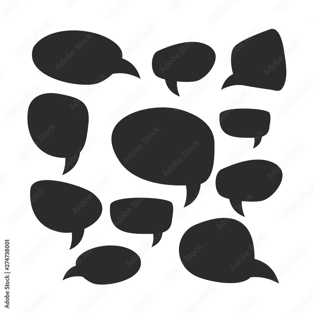 Leinwandbilder Set of speech bubbles icon template black color editable. Cartoon balloon word  symbol Flat vector sign isolated on white background. Simple logo vector illustration for graphic and web design.