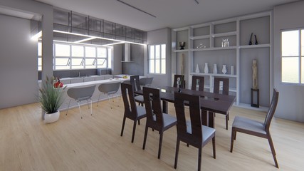 living room and kitchen design