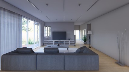 Obraz premium living room and kitchen design