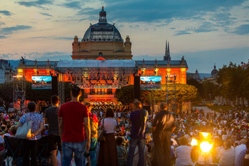 Croatia, Zagreb, June 21, Public open-door concert  In front of Art pavilion in Zagreb capital of...