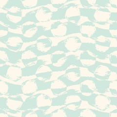 Pastel endless grunge pattern with mint polka dot, horizontal wavy  stripes of different widths, grungy striped background. Grungy dotted seamless pattern. Vector illustration.