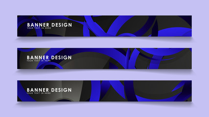 Set rectangular vector banners with background of dark blue circles