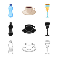 Isolated object of drink and bar icon. Collection of drink and party stock symbol for web.