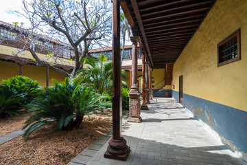 beautiful garden inside colonial houses in tenerife