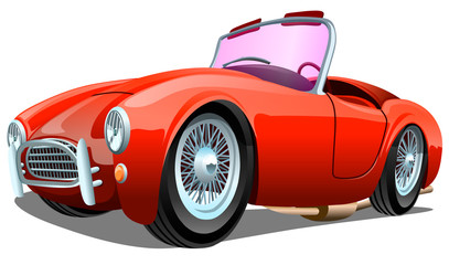 Fototapeta na wymiar Cartoon sport red passenger retro car, isolated on white background. ESP Vector illustration.