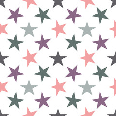 Obraz premium Seamless pattern with stars on white background. Vector illustration.