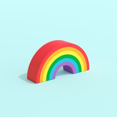 rainbow isometric angle on blue background, minimal creative concept, 3d rendering