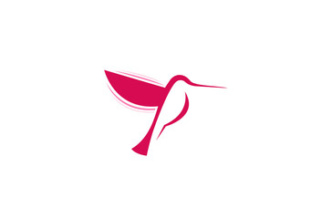 Creative Red Hummingbird Logo Design Vector Symbol Illustration