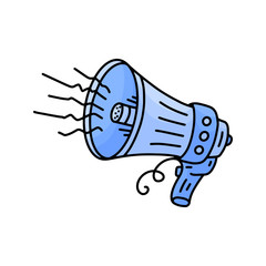 Doodle megaphone shout for promotion design. Female symbol. Cute cartoon isolated illustration.