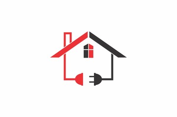 Electric house, maintenance logo	- white background illustartion design