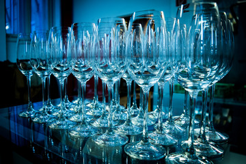 Wine glasses on table