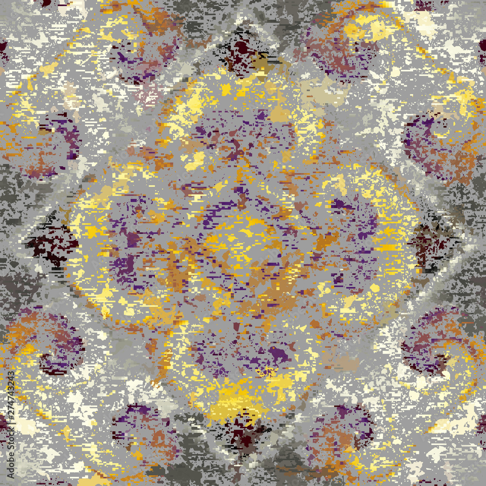 Aufkleber Abstract seamless pattern with grunge dirty texture and vintage ornament. Vector image.
