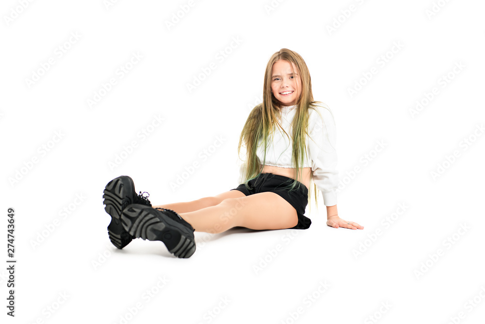 Sticker girl sitting on floor