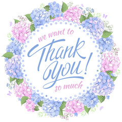 Thank you message with hydrangea