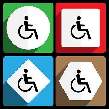 Disabled icon. Vector icons, set of colorful flat design internet symbols. Eps 10 web buttons.