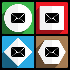 Mail icon. Vector icons, set of colorful flat design internet symbols. Eps 10 web buttons.