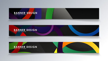 Set rectangular banner with a circle background colorful