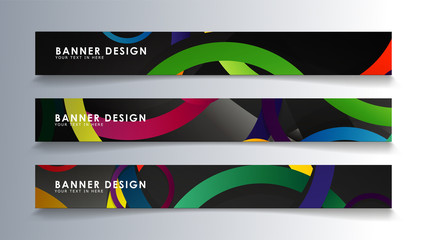 Set rectangular banner with a circle background colorful