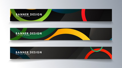 Set rectangular banner with a circle background colorful