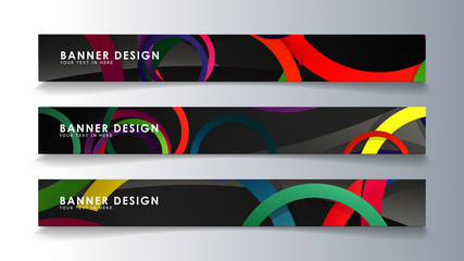 Set rectangular banner with a circle background colorful