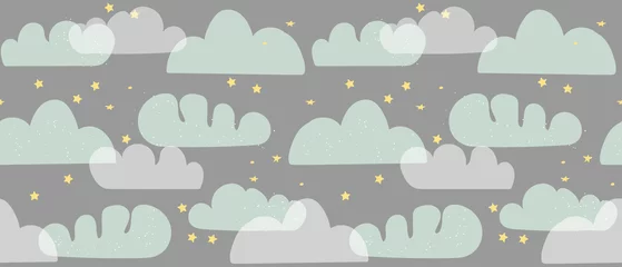 Möbelaufkleber Kinderzimmer Vektor nahtlose Muster mit Cartoon-Wolken