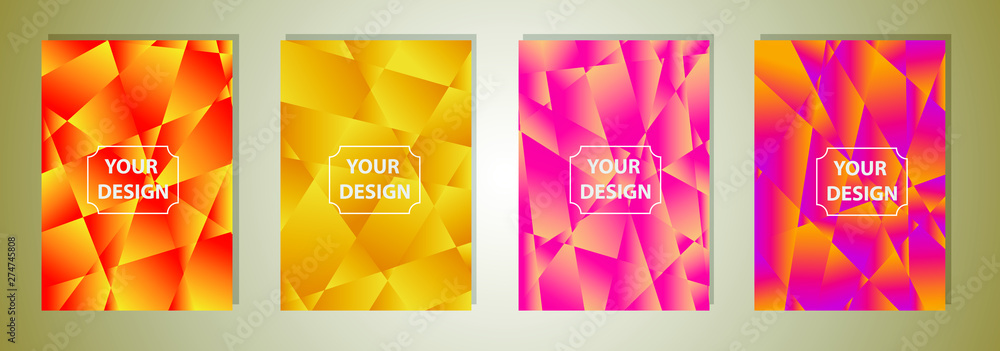 Poster set of a4 colorful polygonal vector eps 10 illustration gradient background texture. simply geometri