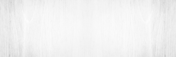 Wide Table top view of wood texture in white light panoramic background. Panorama Grey clean grain wooden floor birch panel backdrop concept with plain board pale detail streak for space clear.