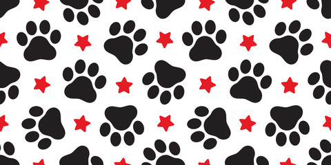 Fototapeta na wymiar Dog Paw seamless pattern vector star footprint pet cat scarf isolated repeat wallpaper cartoon tile background design