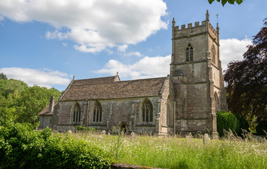 Fototapeta na wymiar The church of St James the Elder in Horton Gloucestershire, Cotswold Edge, United Kingdom. The church dates back to the 12th Century with later additions.