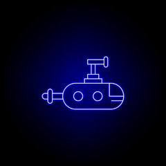 submarine, robot line icon in blue neon style. Signs and symbols can be used for web, logo, mobile app, UI, UX