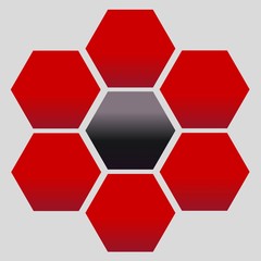 Red hexagon. template, cover design,