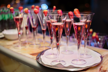 Glasses of champagne at the party