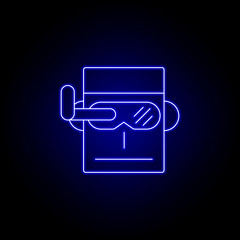 robot, human line icon in blue neon style. Signs and symbols can be used for web, logo, mobile app, UI, UX