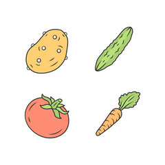 Vegetables color icons set