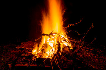 campfire in the night for backgrounds and compositions